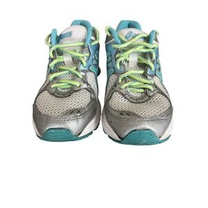 Used ASICS Women Gel Contend 2 Running Shoes Turquoise Lime Size 6.5 Good Cond